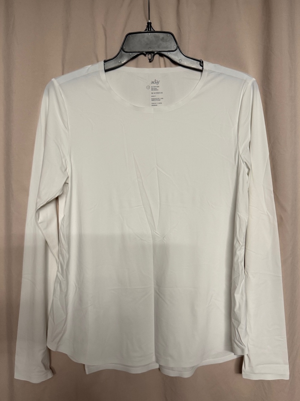 ADAY Long-Sleeve Crew Top, Size S, Color White